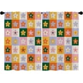 thumbnail image 4 of Colorful Plaid Checkered Flower Kitchen Curtains Retro Multicolored Cute Floral Bathroom Curtains Window Treatment Drapes Funky 70S Cafe Small Bedroom Short Patchwork Curtains 27.5x36 Inch, 4 of 6