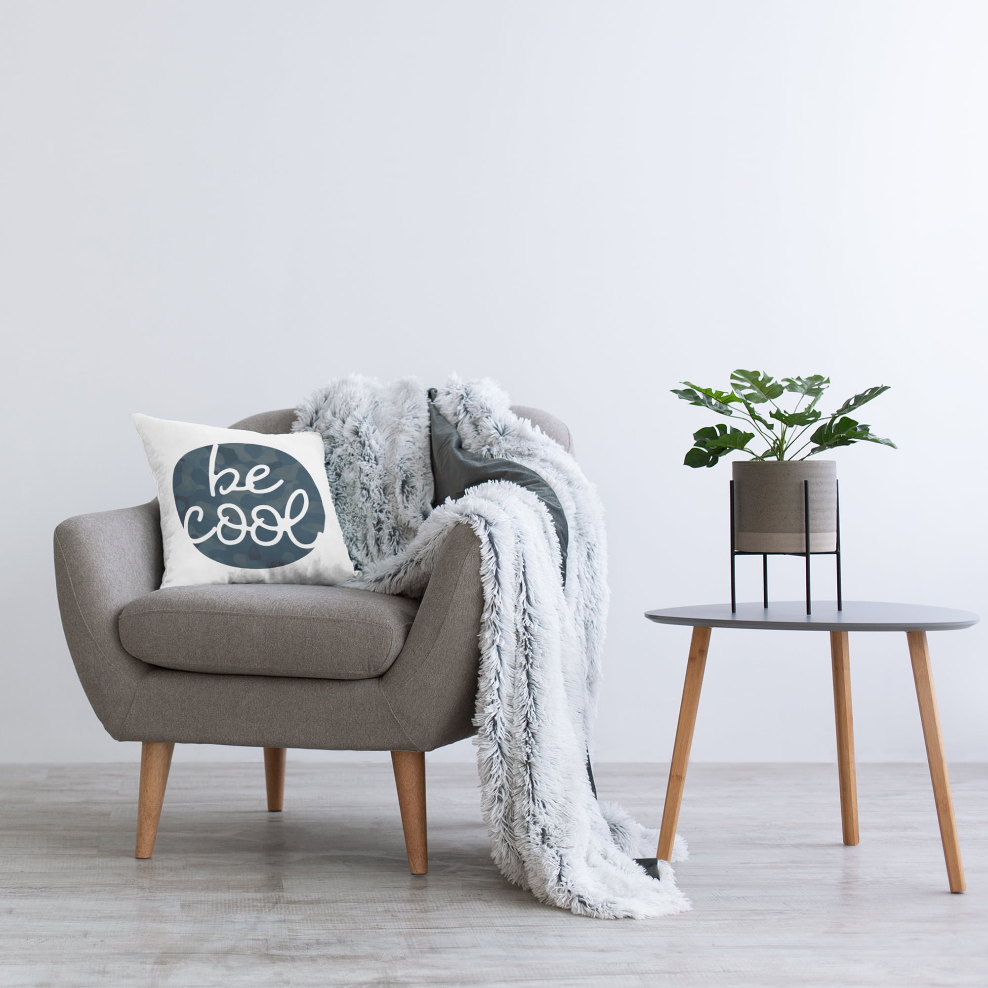 Stupell Industries Be Cool Phrase Camouflage Patterned Circle Abstract Blue,18 x 7 x 18 Decorative Pillows