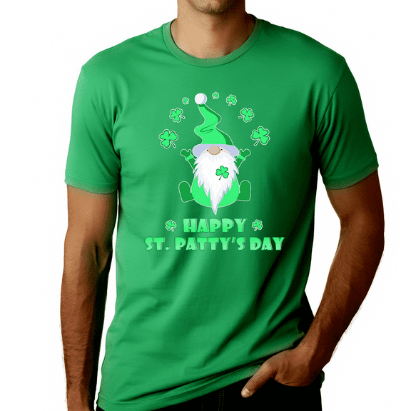 Mens St Patricks Day Shirt Cute Irish Gnome Shamrock Funny St Patricks Day Shirt Men Irish Shirt