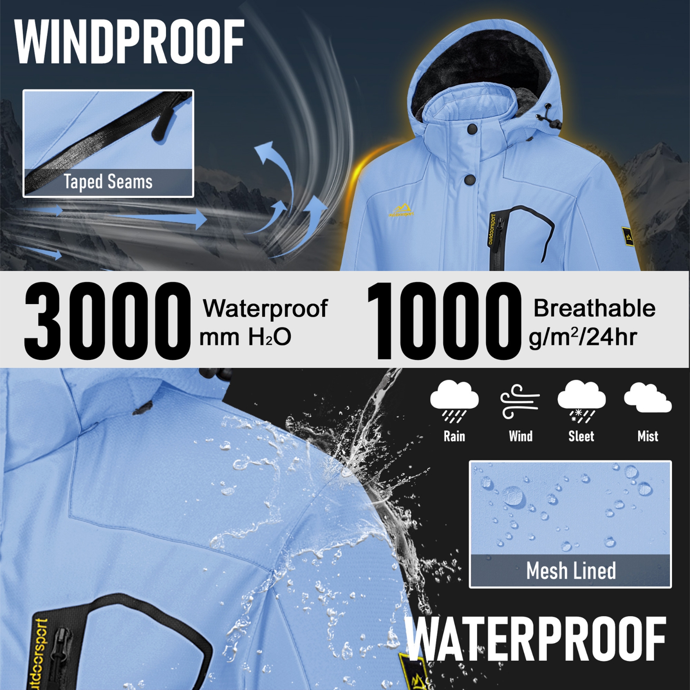 TACVASEN Women's Waterproof Ski Jacket photo 4