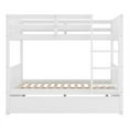 thumbnail image 5 of Tcbosik Full over Full Size Wooden Bunk Bed Frame with Twin Size Trundle and Built-in Ladder, White, 5 of 8