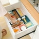 thumbnail image 3 of Caja de almacenamiento Rectangular de plástico Cajón de escritorio Estuche de cosméticos Organizador de papelería Contenedor de calcetines Almacenamiento y organización del hogar Blanco L Inteprter HA003019-03, 3 of 6