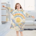 thumbnail image 5 of FORMRS Wearable Blanket Hoodie with Sleeves for Kids Cozy Flannel Sweatshirt, Purple Rainbow Clouds, 5 of 7