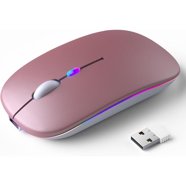 Wireless Bluetooth – Rechargeable, Silent, Dual Mode (Bluetooth 5.2 & USB) with LED Lights – Portable for Laptop, Desktop, & Tablet(Black)