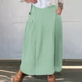 thumbnail image 2 of QATAINLAV High Waist Maxi Skirts for Women Casual Loose Fit Flowy SwingPleated A Line Long Skirts Solid Color Skirts with Pocket, Mint Green, S, Birthday Gifts, 2 of 6
