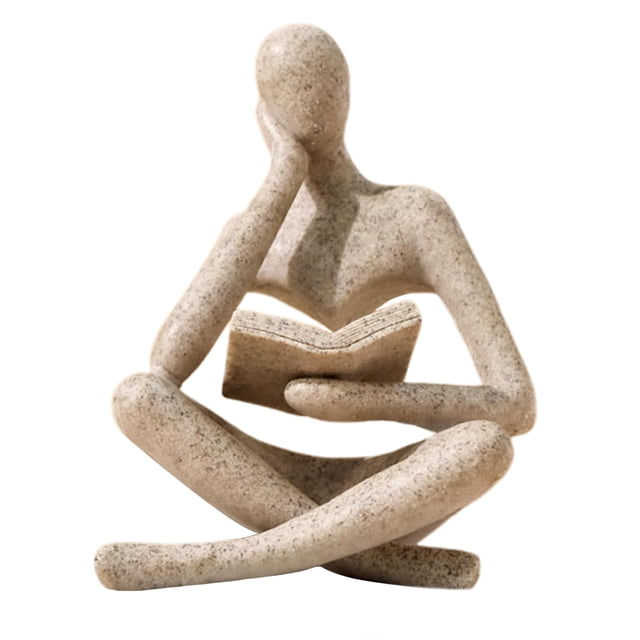 Estatua Decor Thinker UTTCMK, estantería para lectura, color beige