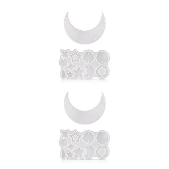 Ounissouiy Molde de carillón de viento en forma de estrella y luna de arte DIY, moldes de gota de silicona para el hogar, molde de decoración de Moldes de 2 piezas 2piezas