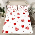 thumbnail image 2 of Feelyou Romantic Love Heart Full Size Sheets, Red Cartoon Flower Bed Sheets, Teens Kids Boys Girls Sheet Sets, Breathable Home Decor, 4pcs, 2 of 7