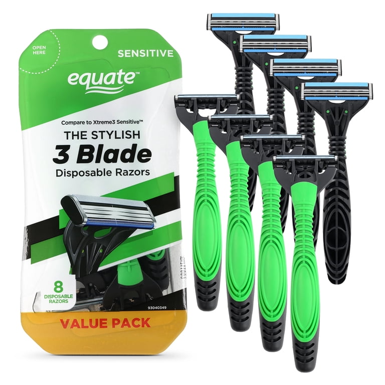 Equate Men's 3-Blade Sensitive Disposable Razors, 8 Count photo 6
