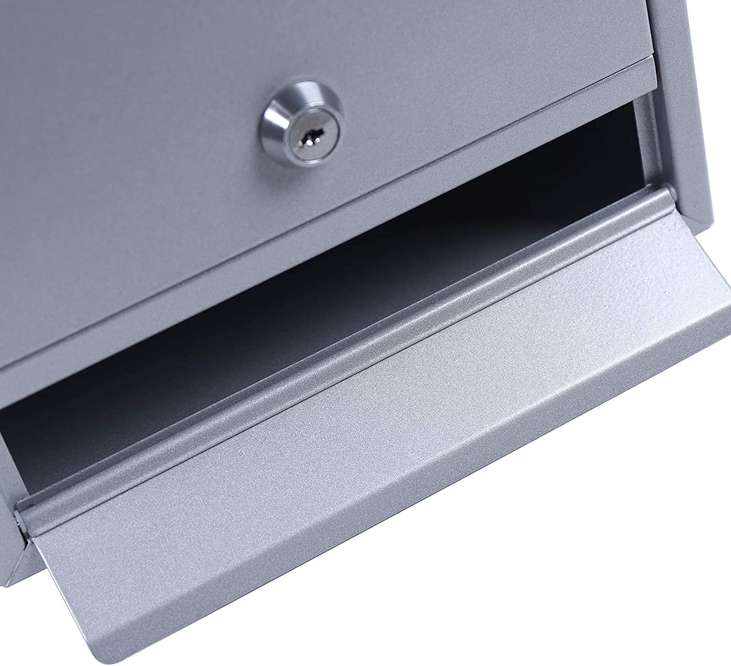 Metel Mail Boxes, Wall Mount Mailbox Square Metal Newspaper Inbox Lockable Large Capacity Mailbox with 2 Keys Silver (8.38“ * 3.35” * 12.59“)