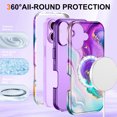thumbnail image 4 of CASEFIV for iPhone 17 Case,Compatible with Mag-Safe,Slim Shockproof Rugged Marble 6.3 inch Phone Case for Women Girls,Purple Blue, 4 of 7
