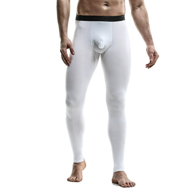 MYG Men Thermal Underwear Bulge Pouch Warm Leggings Stretchy Long John Pants  Bottoms 