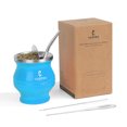 thumbnail image 5 of CUOPRU Yerba Mate Cup - 5 in 1 Mate Gourd Set Includes Double Walled Stainless Steel Tea Cup, Tea Shaper set, Bombilla Straws, Cleaning Brush(Blue), 5 of 7