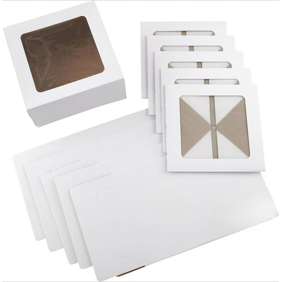 12-Inch Cake Boxes with Windows for 10-Inch Cakes, White, Sturdy Cardboard, 6-Count