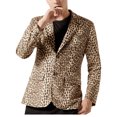 thumbnail image 4 of INSPIRE CHIC Men's Party Blazer Animal Print Notched Lapel Lightweight Suit Jacket S Brown, 4 of 8