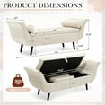 thumbnail image 2 of Storage Bench for Bedroom, 65" End of Bed Bench King Size, Comfy Velvet Tufted Upholstered Window Bench Indoor, Foot of Bed Storage Ottoman Long Seating with Arm for Living Room Entryway, Begie, 2 of 15