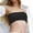 Black, variant on Bikini Tops for Women Ribbed Strapless Padded Bandeau Bikini Top Bathing Suit Top Swimwear