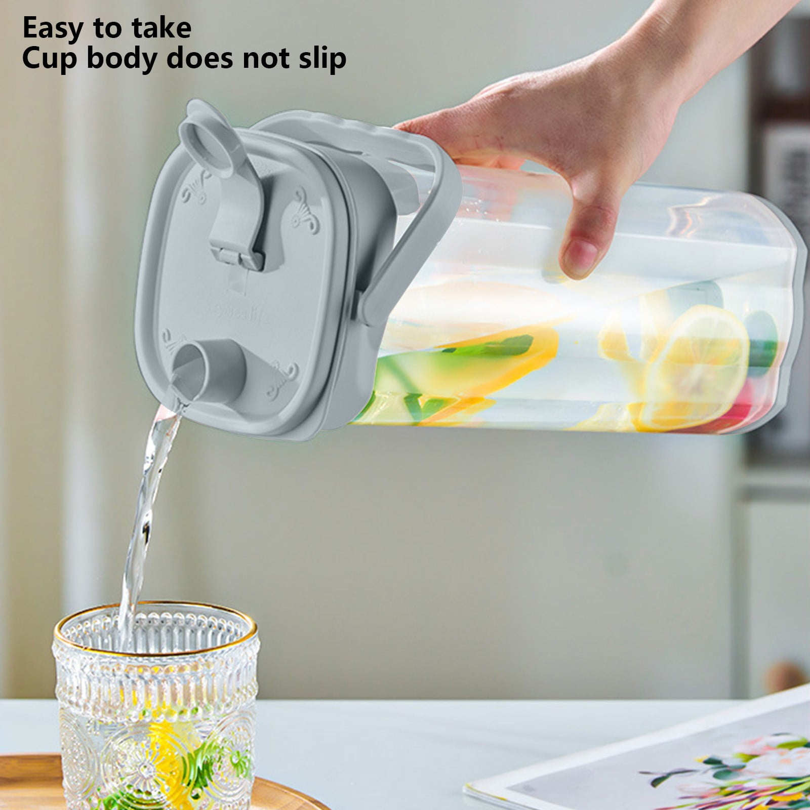 Big Sale! Insulated Glass Beverage Pitcher, Large Capacity Fruit