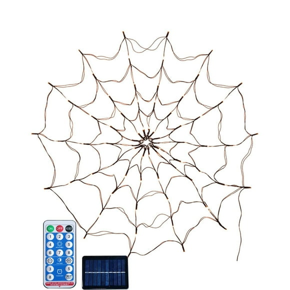 Halloween Decorations Outdoor Halloween Arachnid Web Lights 1M Diameter 60 Led with Black Spider, Water Proof Purple Net Lights, Remote Control, Halloween Decorations for House Garden