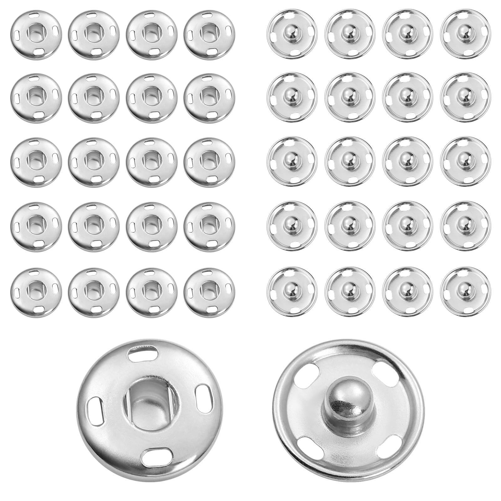 50 Sets Sew On Snaps Buttons Metal Snaps Fasteners Press Studs Buttons