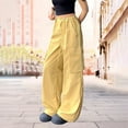 thumbnail image 2 of Hiking Pants Women, Audhol Pull Rope High Waist Elastic Waist Wide Leg Work Pants for Women Loose Pants Dance Pants Hiking Cargo Pants Women Yellow M, 2 of 5