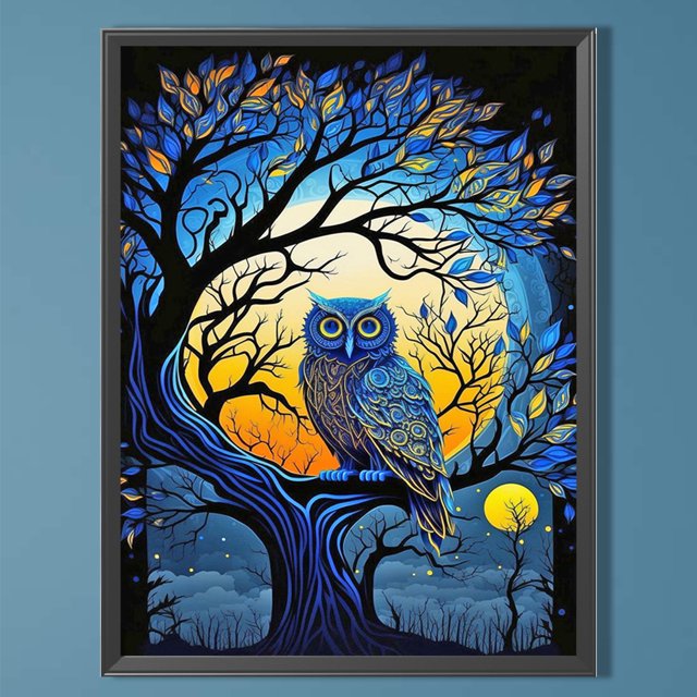 Diamante pintura 5D DIY taladro redondo completo búho en la rama decoración del hogar JShteea El nuevo