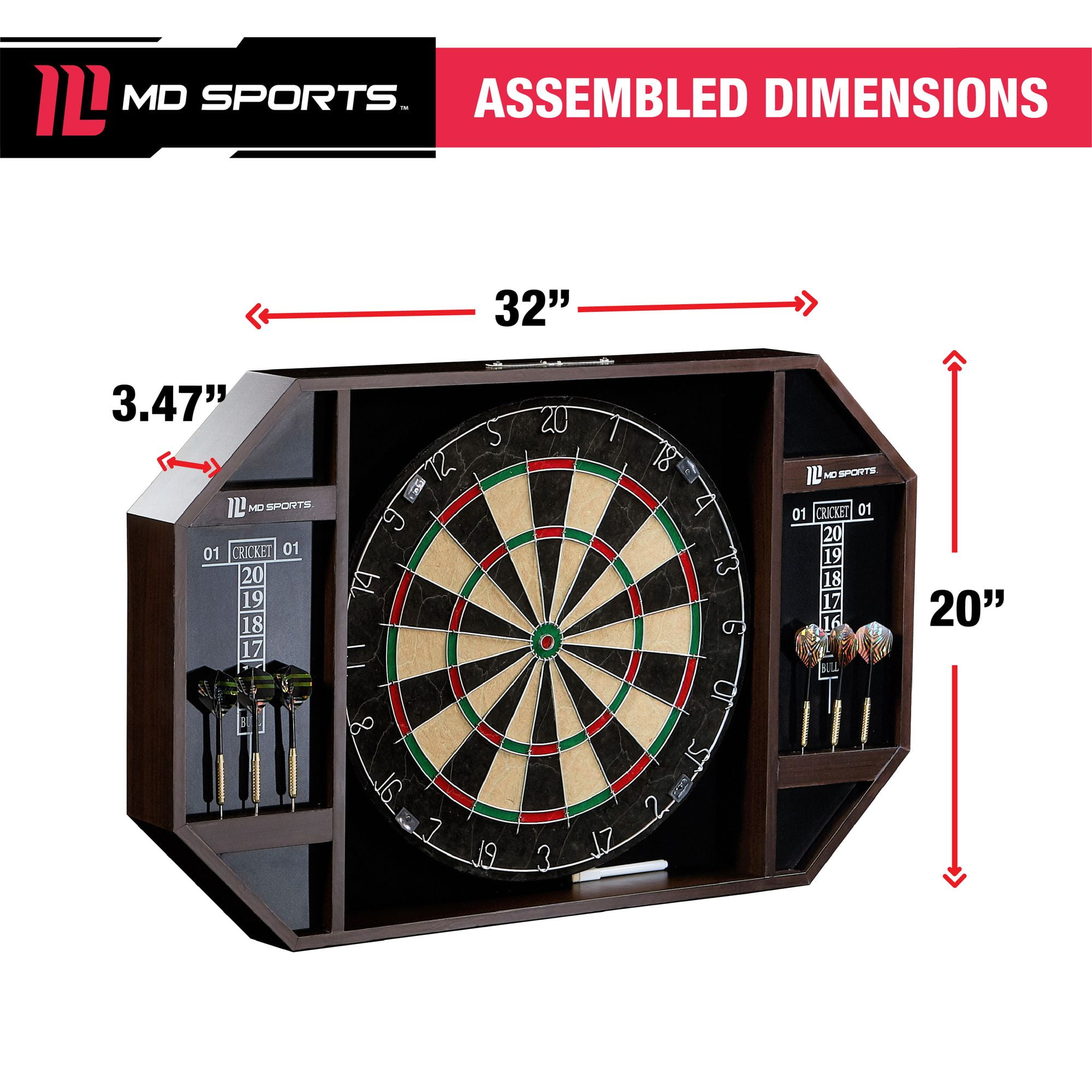 Md Sports Bristle Dartboard Cabinet Set With Led Light Walmart Com