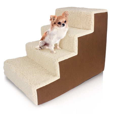 Precious Tails Deluxe High-Density Foam 4-Step Pet Stairs for Dogs and Cats - Durable, Lightweight, and Portable Staircase for Easy Mobility Assistance