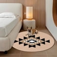 thumbnail image 3 of Black Khaki Boho Round Area Rug 7 FT,Non Slip Living Room Area Carpet,Aztec Southwest Ethnic Geometric Art Washable Soft Circular Rug Non-Shedding Floor Carpet for Bedside Office Play Room Classroom, 3 of 9