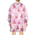 thumbnail image 2 of Wearable Oversized Blanket,Pink Christmas Tree Pattern Wearable Blanket Hoodie for Adults,Cozy Hooded Blankets with Super Pockets,Super Warm Fuzzy Pullover for Women & Men, 2 of 6