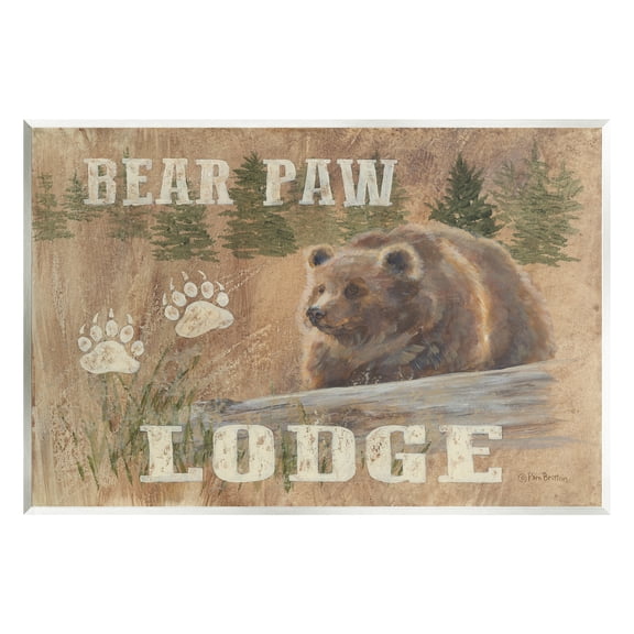 Stupell Bear Paw Lodge Cabin Paw Shapes Animals & Insects Painting Wall Plaque Unframed Art Print Wall Art