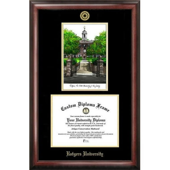 Campus Images  Rutgers Gold embossed diploma frame with Campus Images lithograph