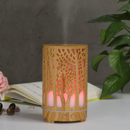 

Tengma Small Household Appliances Promotion Sale ! Colorful Wood Grain 200Ml Large Capacity Retro Aromatherapy Humidifier （Yellow）