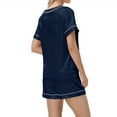 thumbnail image 6 of yievot Silk Pajama for Women Short Sleeve Satin Pj Set Soft Two Piece Sleepwear Loungewear S-XXL, 6 of 7