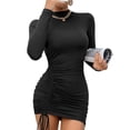 thumbnail image 1 of Mini vestido bodycon con cordón de manga larga sexy club para mujer, 1 of 6