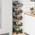 thumbnail image 2 of O'Force 5 Tier Rotating Wheels Fruit Vegetable Basket for Kitchen, Fruit Vegetable Storage Cart, Vegetable Basket Bins, Wire Storage Basket Organizer Utility Cart, Black, 2 of 5