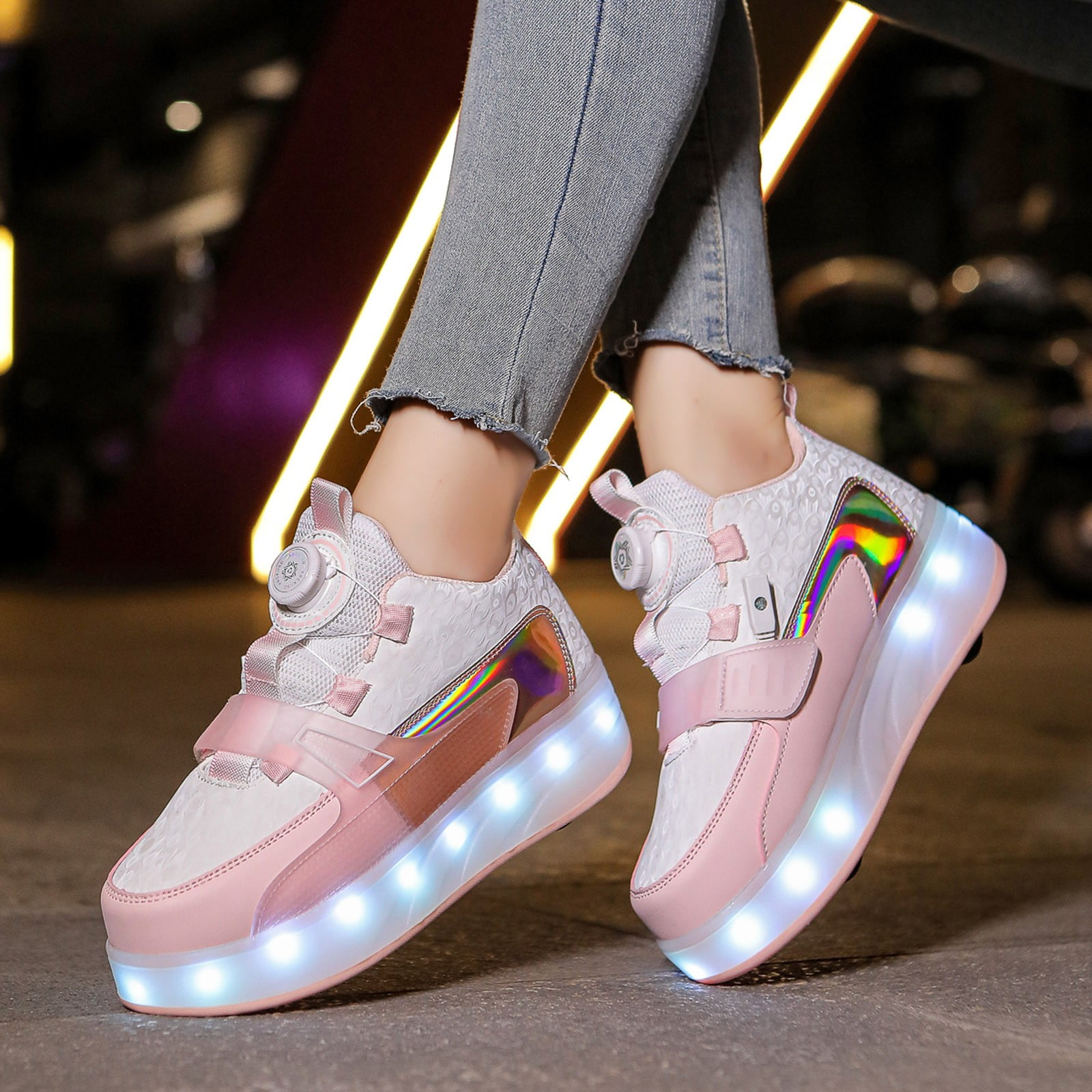 Chaussures pour Grandes Filles Chaussures pour Enfants Grandes Filles Chaussures pour Enfants Semelles Epaisses Baskets avec Roues Chaussures Legeres