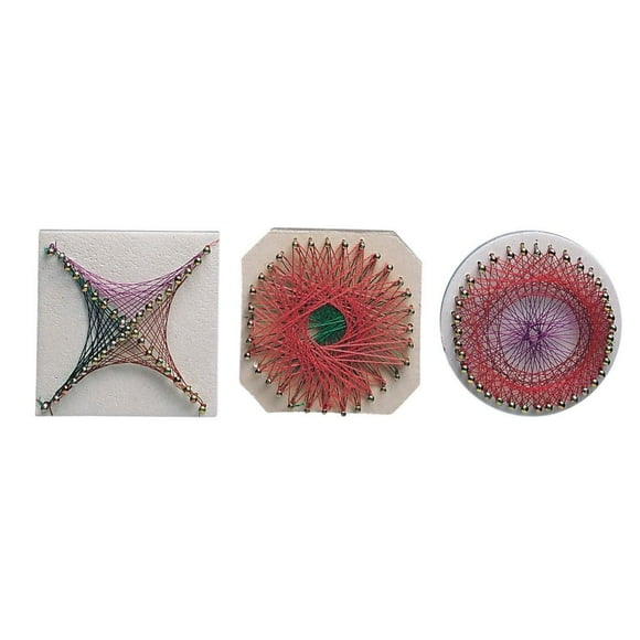 S&S Worldwide Mini String Art Craft Kit 3-1/2"" Diameter Pack of 24