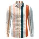 thumbnail image 4 of Camisas Para Hombre Camisa de manga larga con puños de botón de solapa de empalme de bloque de color a rayas casual de para hombre (Orange, XXL), 4 of 5