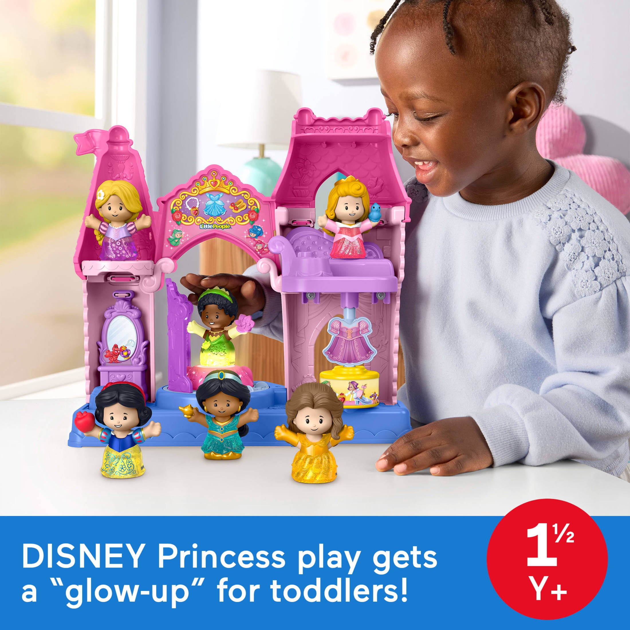 Fisher-Price Little People Disney Princess Shimmer Gowns Figure Set, 6 Characters