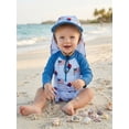 thumbnail image 4 of BemeyourBBs Kids Toddler Baby Boy 4th of July Swimsuit with Sun Hat Independent Day One Piece Swimsuit Infant Boy Bathing Suit Long Sleeve Rash Guard American Flag Popsicle Swimwear Summer Beachwear, 4 of 9