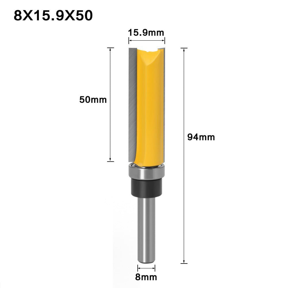8mm Woodworking Milling Cutter Flush Trim Router Bit 1/2" Cutting Diameter 