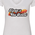 thumbnail image 4 of Inktastic Kickin' It Old School with Weathered Retro Stripe Women's V-Neck T-Shirt, 4 of 5