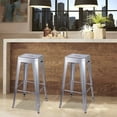 thumbnail image 4 of Leejay 30 inch Backless Counter Height Metal Stool Silver, Set of 3, 4 of 5
