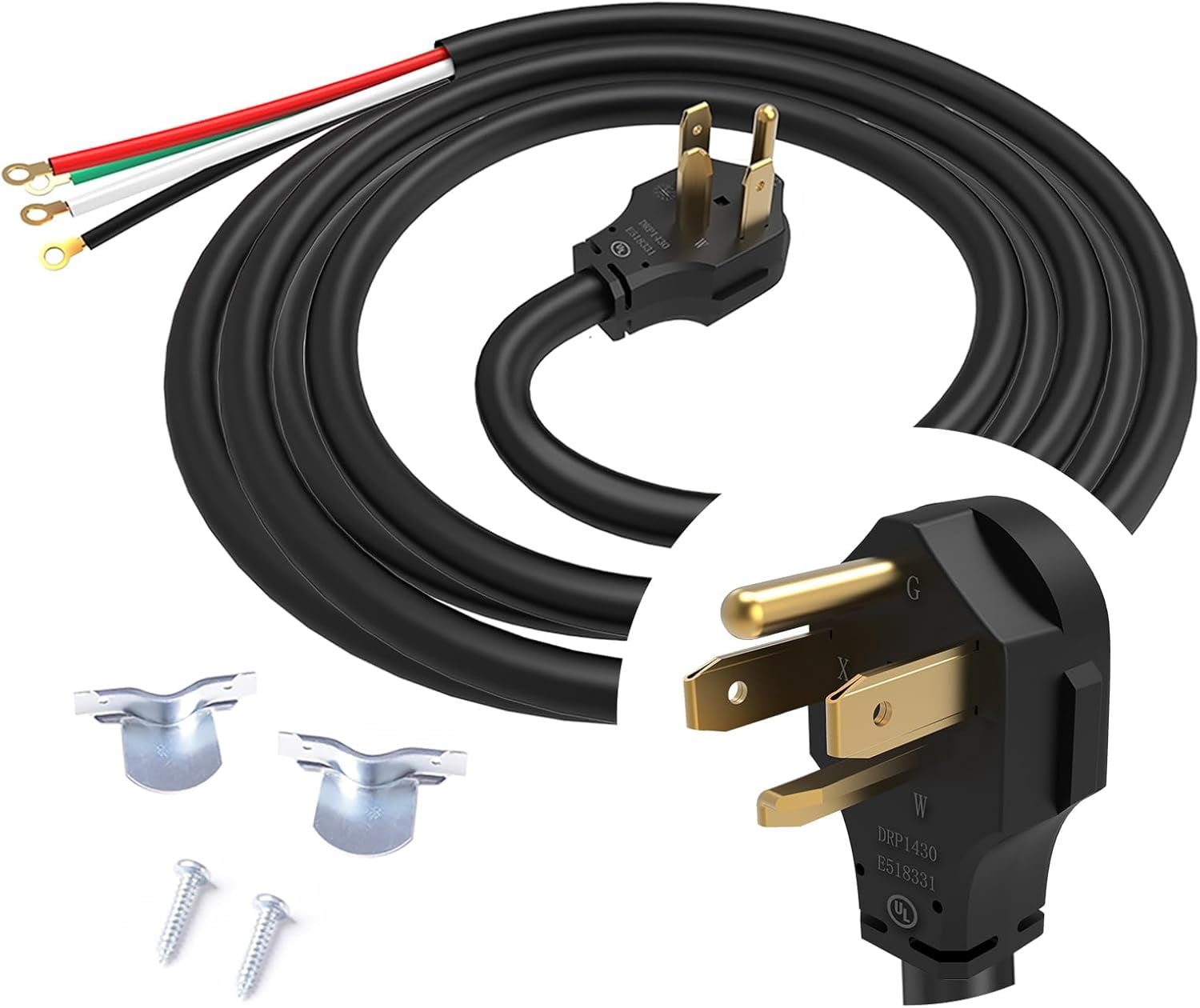 TOPDC 4 Prong Dryer Cord, 30 AMP Appliance Power Cord 10 Feet, TD-DR41010
