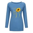 thumbnail image 4 of Camiseta de manga larga informal suelta con cuello redondo y estampado de color liso para mujer Fridja  hj1741, 4 of 4