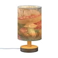 thumbnail image 2 of Lamp Printed Gifts Table Lamp USB Bedside Desk Nightstand Lamp Wood Base for Bedroom Living Room Office Desk College Dorm Red Mushrooms with Flowers, 2 of 7