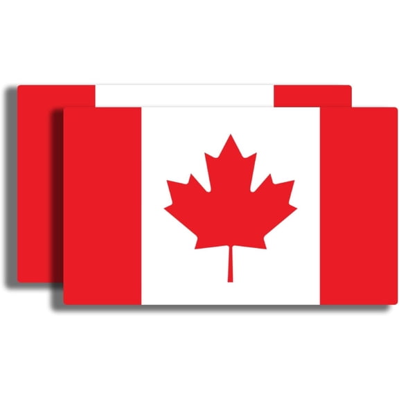 Canada Flag Magnet Decal, 3x5 Inches, 2 Pack, Red and White, Heavy Duty Automotive Magnetic Vinyl for Cars, Trucks, SUVs, Lockers, or Any Other Magnetic Surface, Made in The USA PLDFMag40001