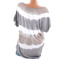 thumbnail image 3 of Sonducket Camiseta de mujer con un hombro, manga corta, blusa estampada con rayas Prendas para la parte del cuerpo Gris L, 3 of 4