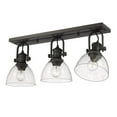 thumbnail image 2 of Yep by Golden Lighting Hines 3-light Semi-Flush Mount in Rubbed Bronze and Seeded Glass, 2 of 3
